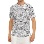 White And Black Wicca Magical Print Men's Short Sleeve Rash Guard