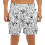 White And Black Wicca Magical Print Men's Split Running Shorts