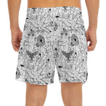 White And Black Wicca Magical Print Men's Split Running Shorts