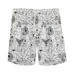 White And Black Wicca Magical Print Men's Sports Shorts
