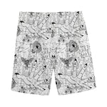 White And Black Wicca Magical Print Men's Sports Shorts