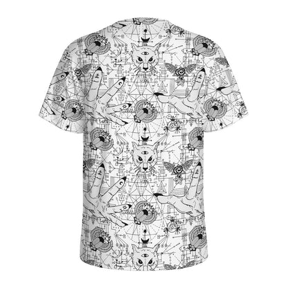 White And Black Wicca Magical Print Men's Sports T-Shirt