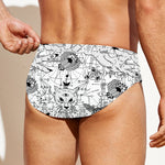 White And Black Wicca Magical Print Men's Swim Briefs