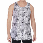 White And Black Wicca Magical Print Men's Velvet Tank Top