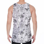 White And Black Wicca Magical Print Men's Velvet Tank Top