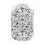 White And Black Wicca Magical Print Mesh Laundry Hamper