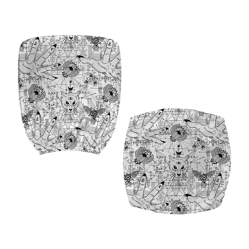 White And Black Wicca Magical Print Office Chair Cover