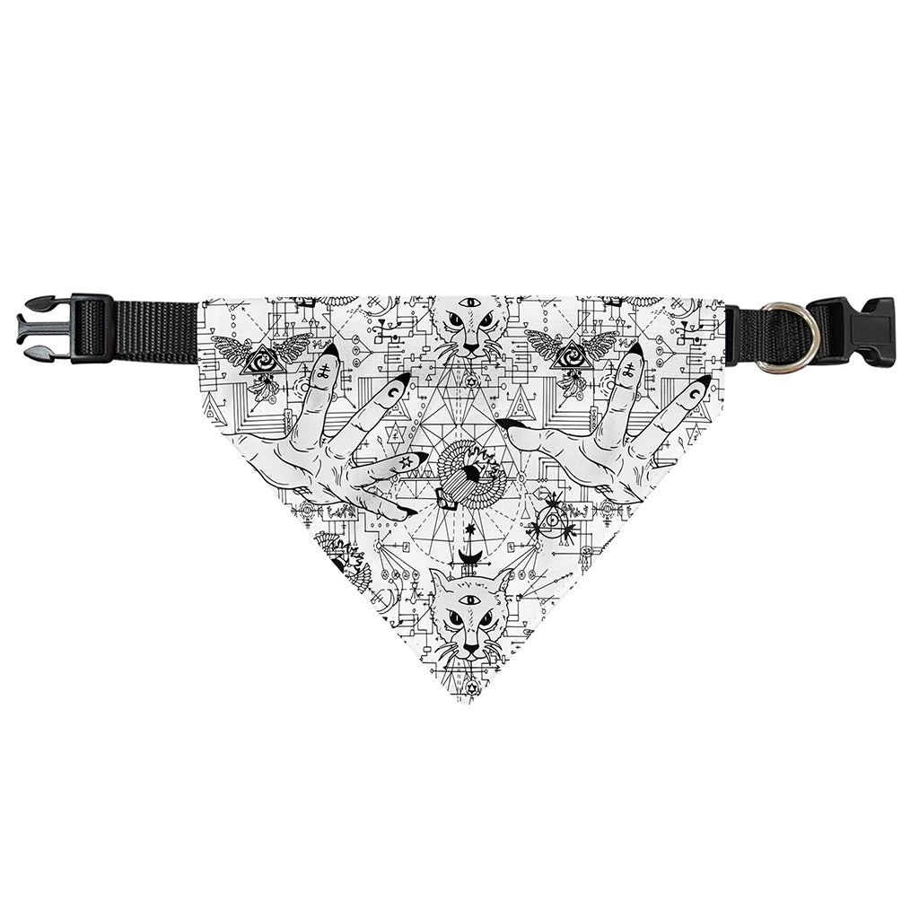 White And Black Wicca Magical Print Over The Collar Dog Bandana