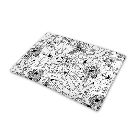 White And Black Wicca Magical Print Pet Cooling Mat Cover