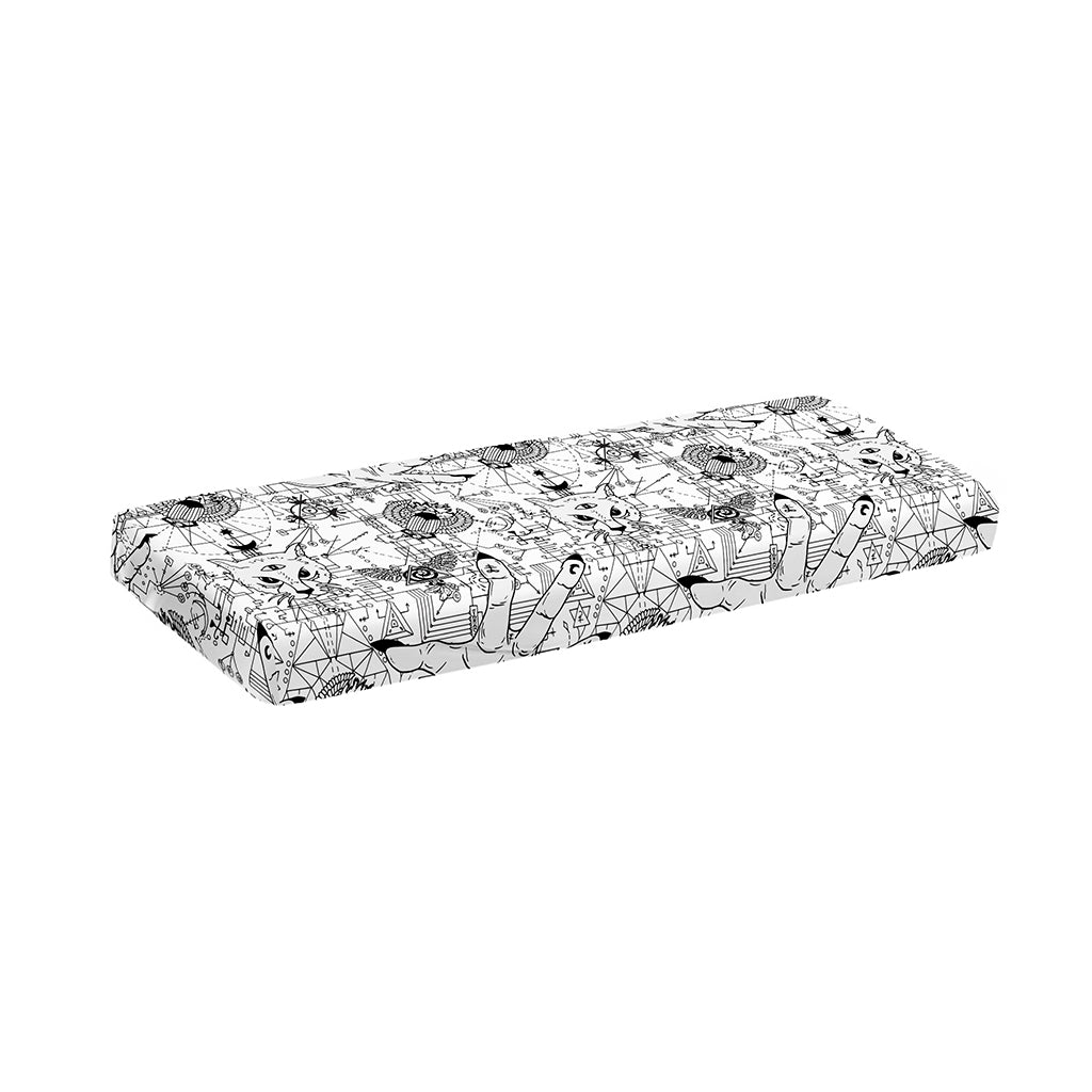 White And Black Wicca Magical Print Piano Keyboard Cover