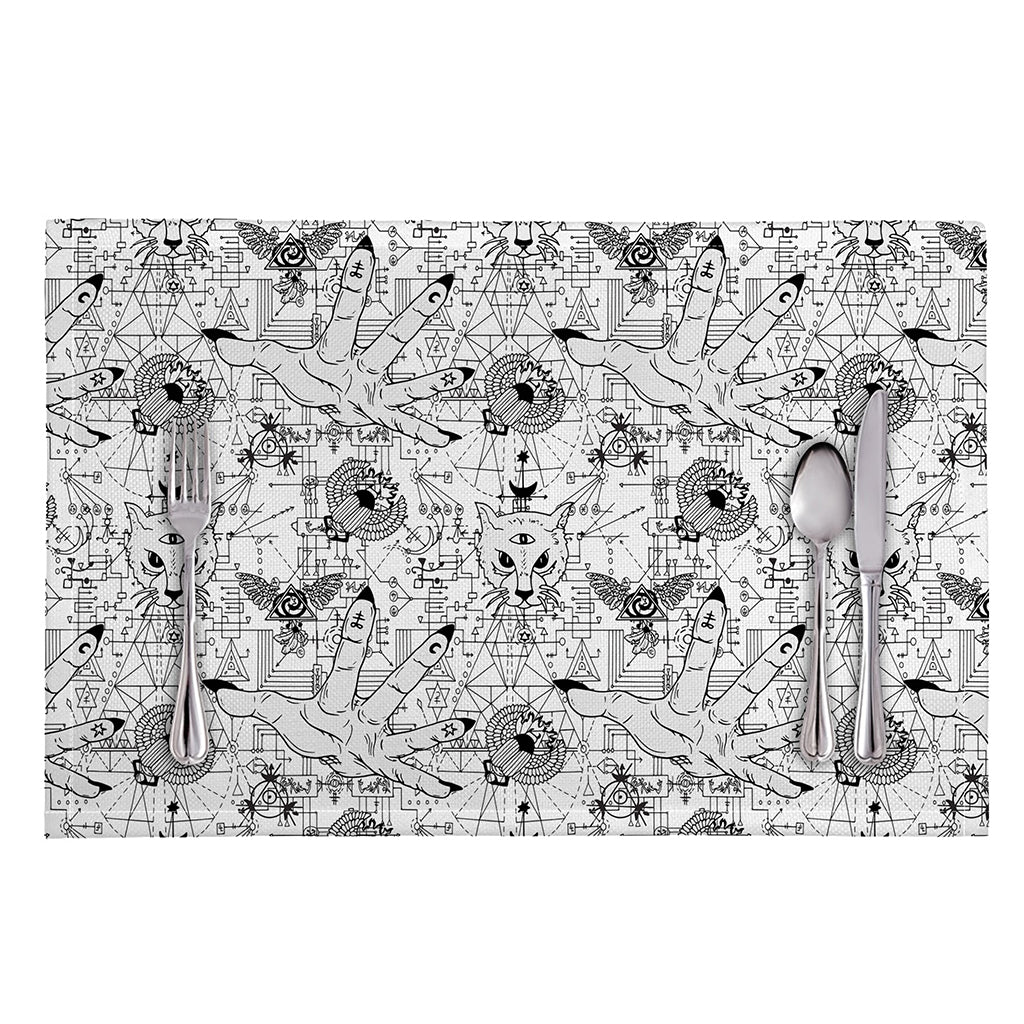 White And Black Wicca Magical Print Placemat