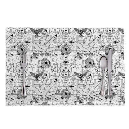 White And Black Wicca Magical Print Placemat