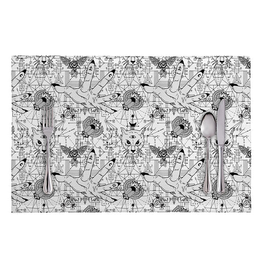 White And Black Wicca Magical Print Placemat