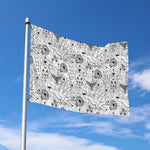 White And Black Wicca Magical Print Polyester Flag