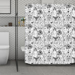 White And Black Wicca Magical Print Polyester Shower Curtain