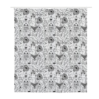 White And Black Wicca Magical Print Polyester Shower Curtain