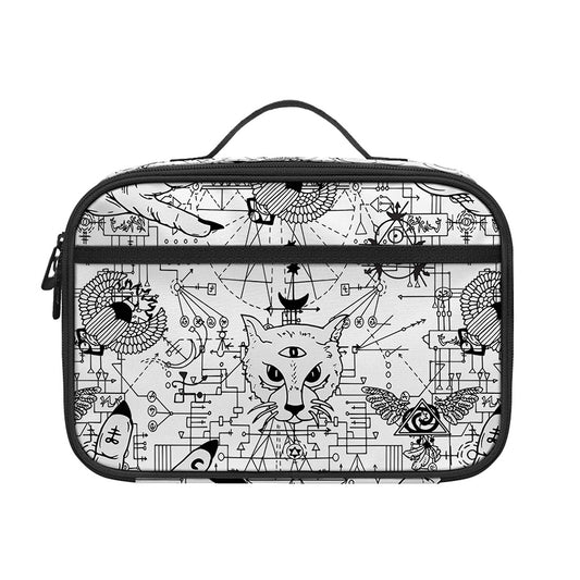 White And Black Wicca Magical Print Portable Lunch Bag