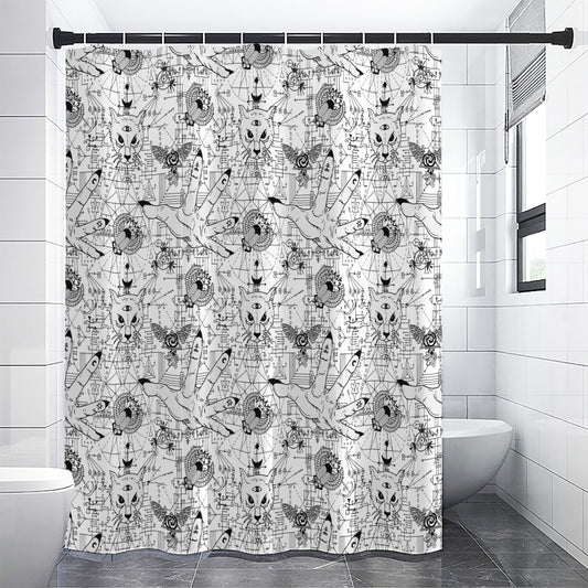 White And Black Wicca Magical Print Premium Shower Curtain