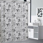 White And Black Wicca Magical Print Premium Shower Curtain