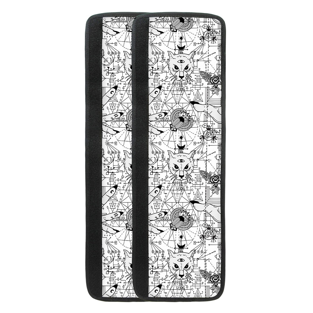 White And Black Wicca Magical Print Refrigerator Handle Covers