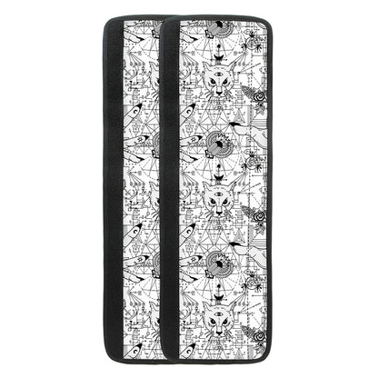 White And Black Wicca Magical Print Refrigerator Handle Covers