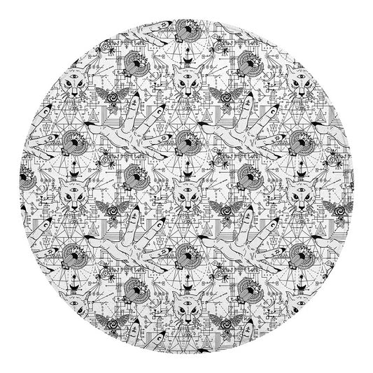 White And Black Wicca Magical Print Round Blanket