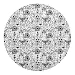 White And Black Wicca Magical Print Round Blanket