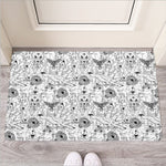 White And Black Wicca Magical Print Rubber Doormat