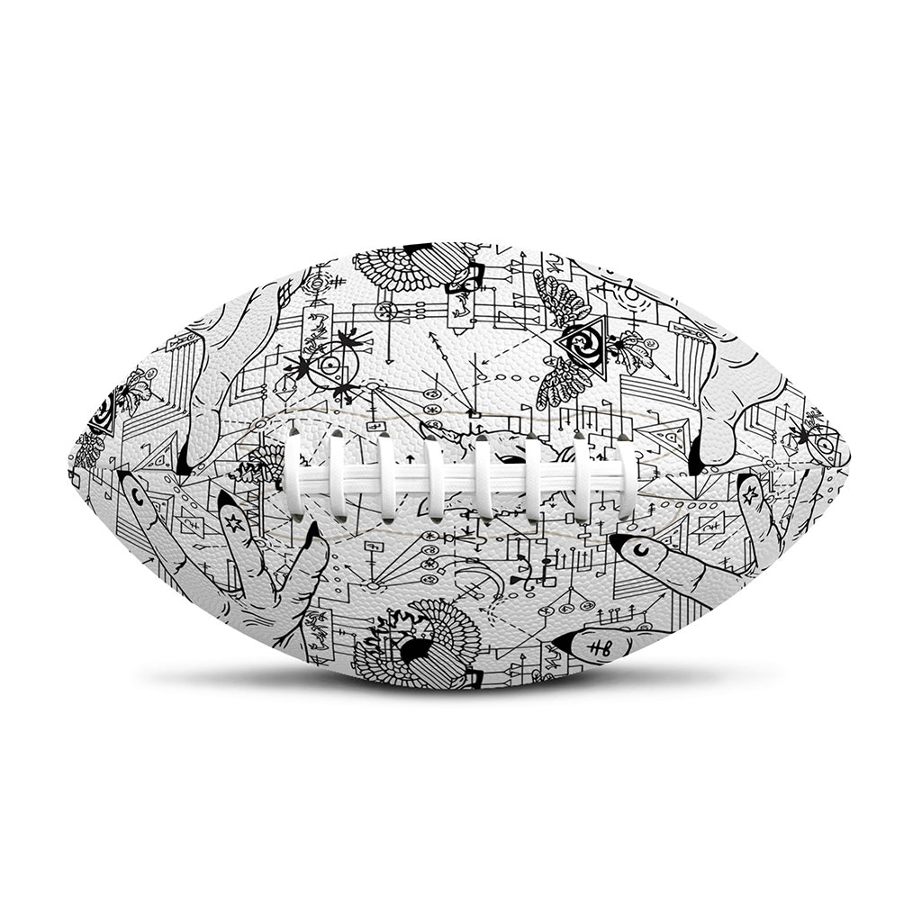 White And Black Wicca Magical Print Rugby Ball