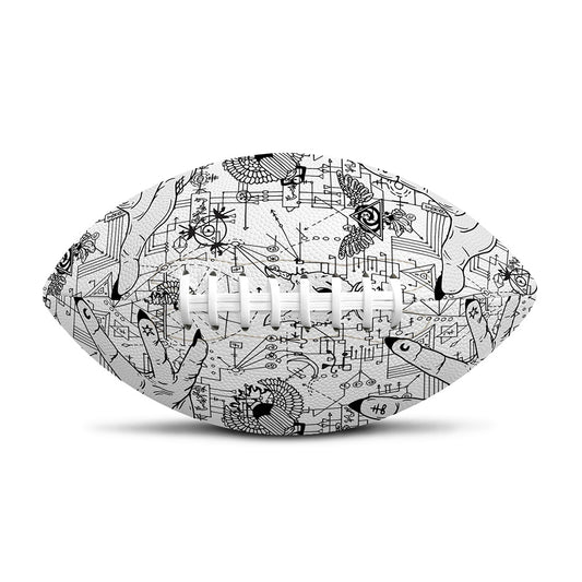 White And Black Wicca Magical Print Rugby Ball