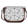 White And Black Wicca Magical Print Saddle Bag