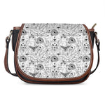 White And Black Wicca Magical Print Saddle Bag