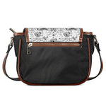 White And Black Wicca Magical Print Saddle Bag