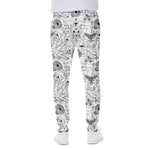 White And Black Wicca Magical Print Scuba Joggers