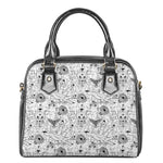 White And Black Wicca Magical Print Shoulder Handbag