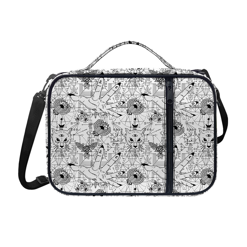 White And Black Wicca Magical Print Shoulder Strap Bible Bag