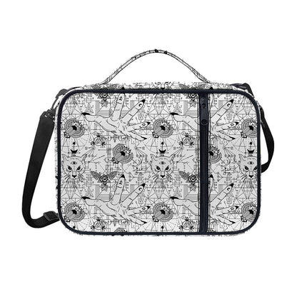 White And Black Wicca Magical Print Shoulder Strap Bible Bag