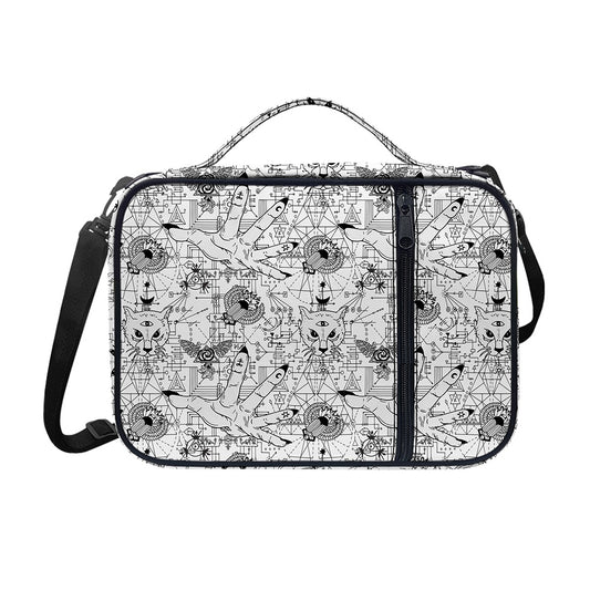 White And Black Wicca Magical Print Shoulder Strap Bible Bag