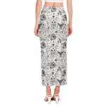 White And Black Wicca Magical Print Side Slit Maxi Skirt