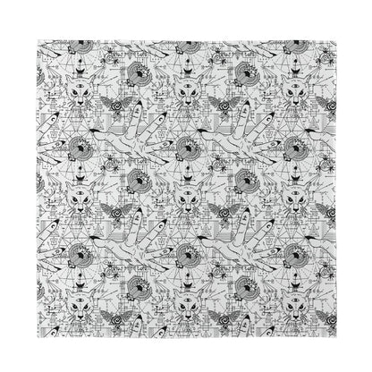 White And Black Wicca Magical Print Silk Bandana