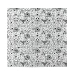 White And Black Wicca Magical Print Silk Bandana