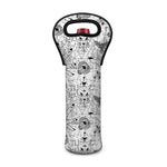 White And Black Wicca Magical Print Single Neoprene Wine Tote