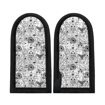 White And Black Wicca Magical Print Skillet Handle Cover