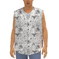 White And Black Wicca Magical Print Sleeveless Baseball Jersey
