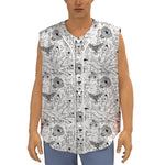 White And Black Wicca Magical Print Sleeveless Baseball Jersey