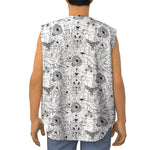 White And Black Wicca Magical Print Sleeveless Baseball Jersey