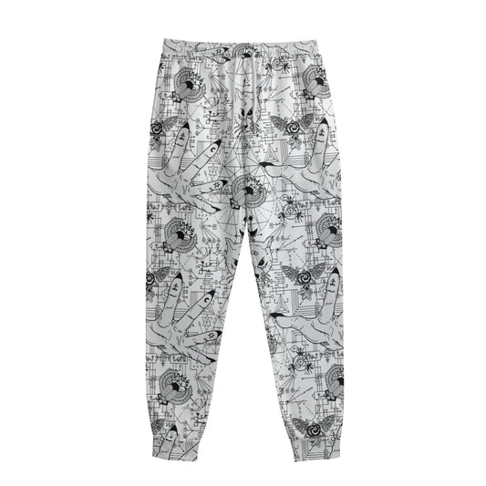 White And Black Wicca Magical Print Sweatpants
