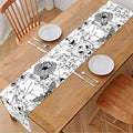 White And Black Wicca Magical Print Table Runner