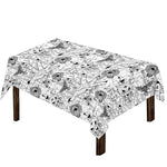 White And Black Wicca Magical Print Tablecloth