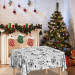White And Black Wicca Magical Print Tablecloth